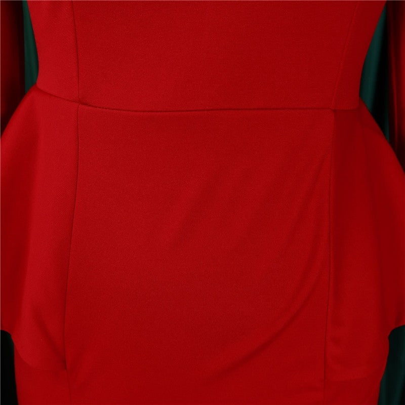 Ruffle Hem Solid Color Bodycon Dress for Office Wear