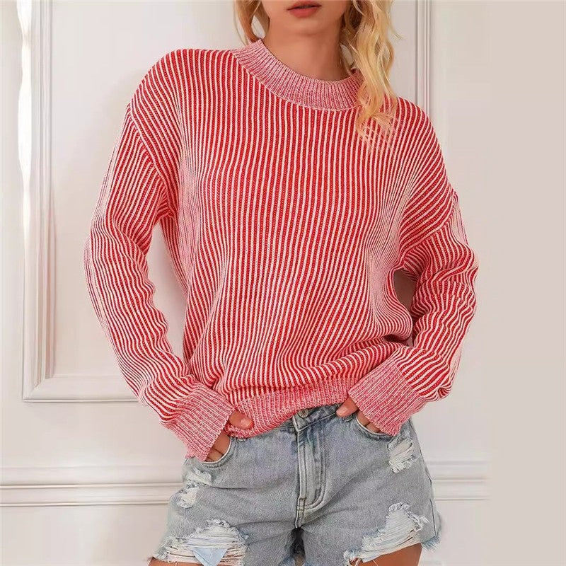 Striped Thickened Turtleneck Long Sleeve Sweater