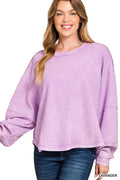 Acid Washed Exposed-Seam Sweatshirt