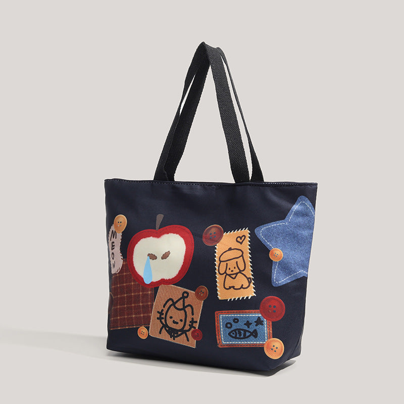 High-Capacity Printed Canvas Tote Bag