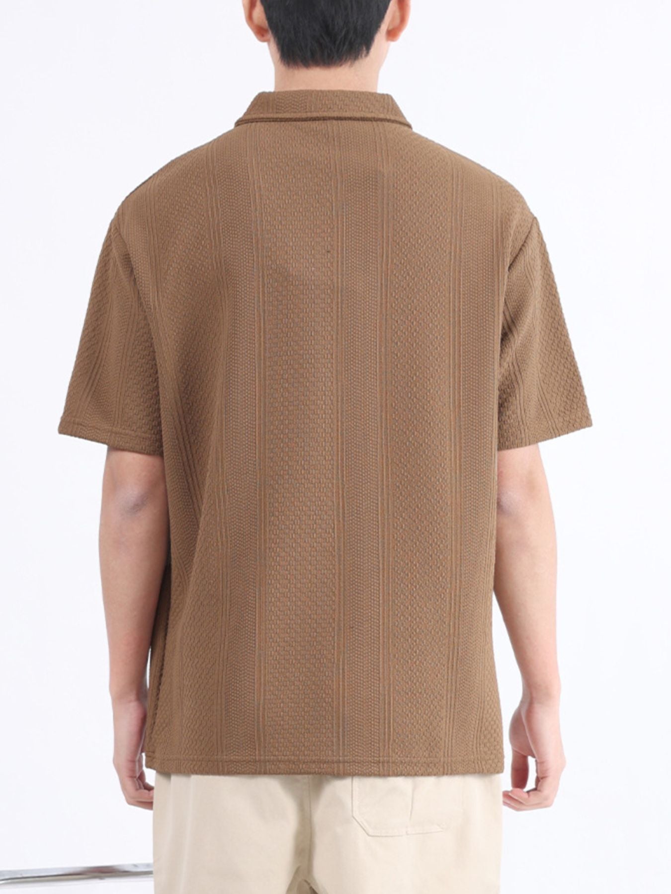 Men's Plus Size Zipper Detail Short Sleeve Polo