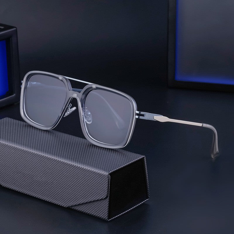 Vintage Square Frame Sunglasses For Men Outdoor UV Protection