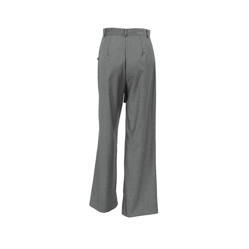 High-Waisted Wide-Leg Belted Casual Pants in Solid Color