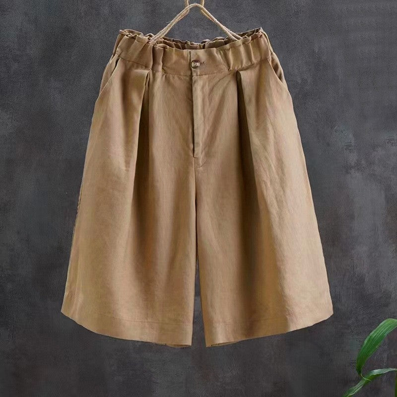 Women's Wide Leg Cotton Blend High Waist Casual Pants