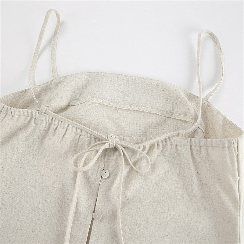 Relaxed-Fit Solid Color Halter Neck Nightdress