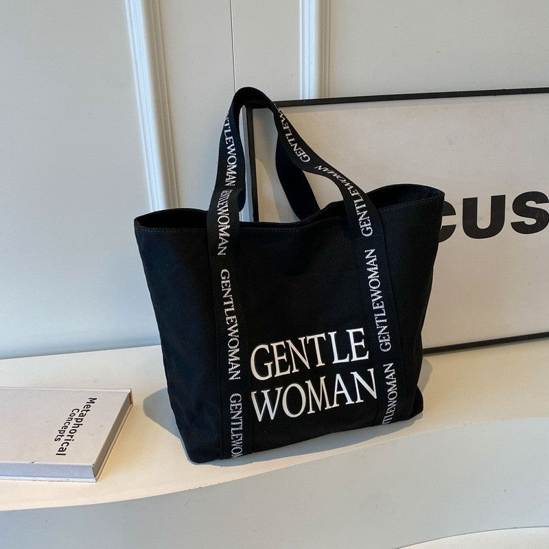 Chic Canvas Tote with Oversized Letter Print