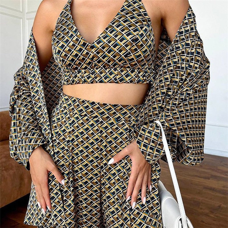 Printed Cami Top and Long Pants Lounge Set