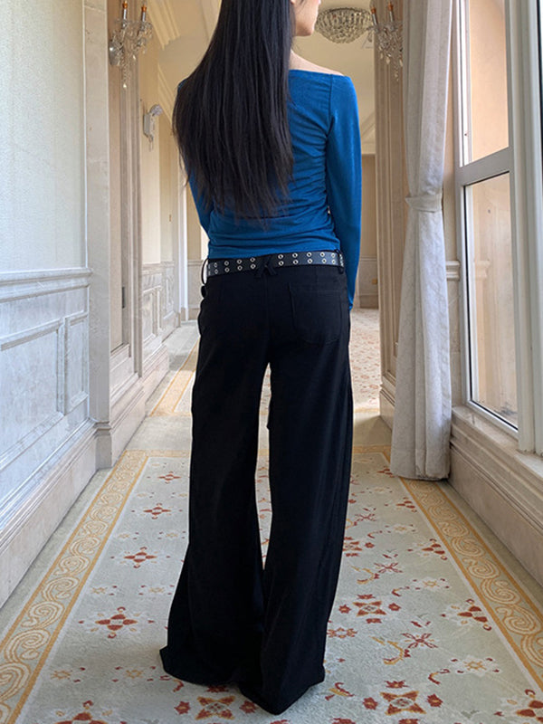 Loose Wide Leg Solid Color Split-Joint Pants Suit Pants Trousers