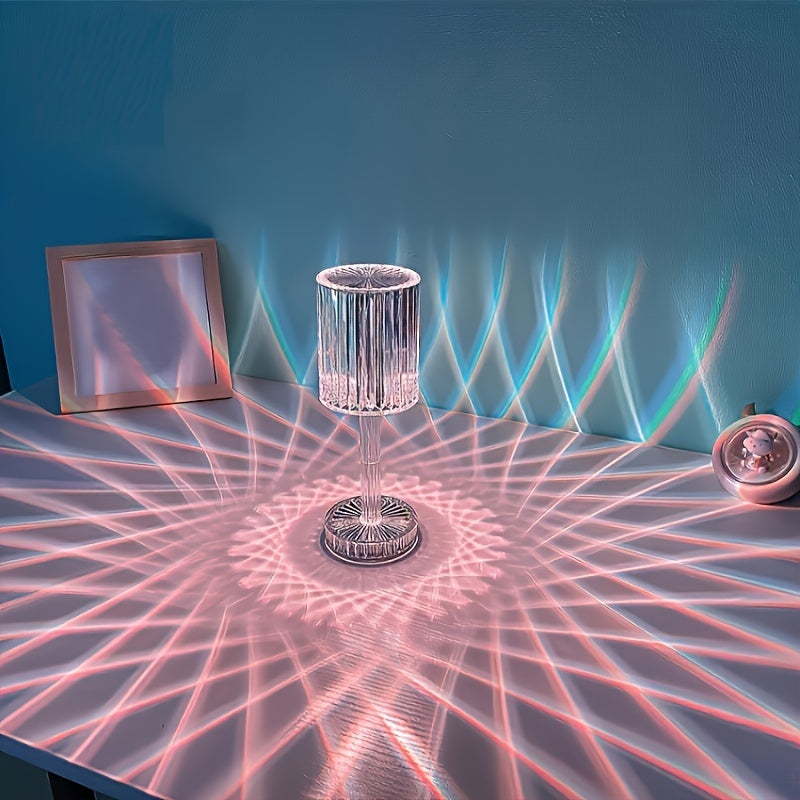 Crystal Touch Control Bedside Lamp – Dimmable USB LED Light with Rechargeable Battery