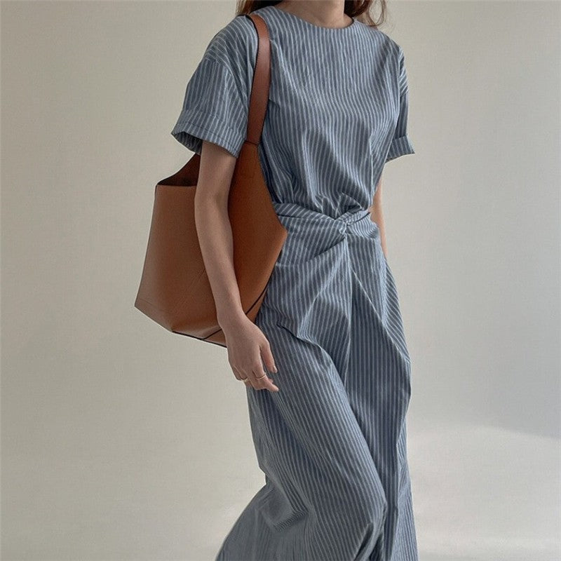 Striped Knot Tie Strap Dress - Fashionable and Chic