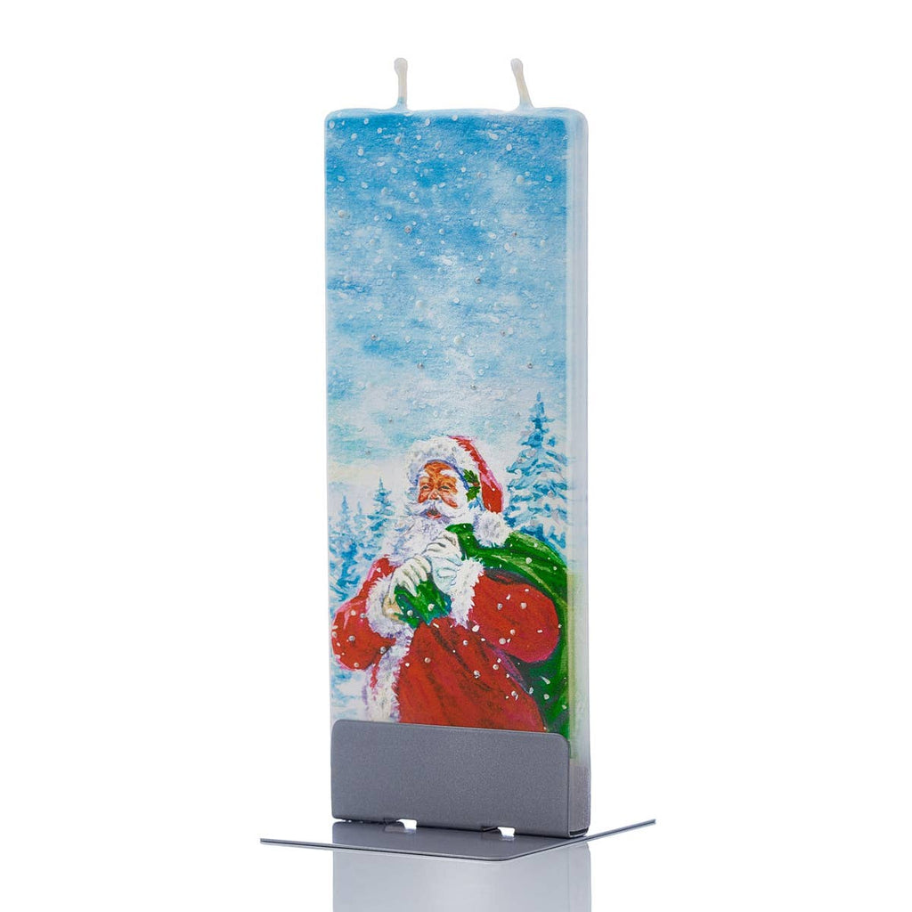 Flatyz Santa In Snow with Present Sack Candle
