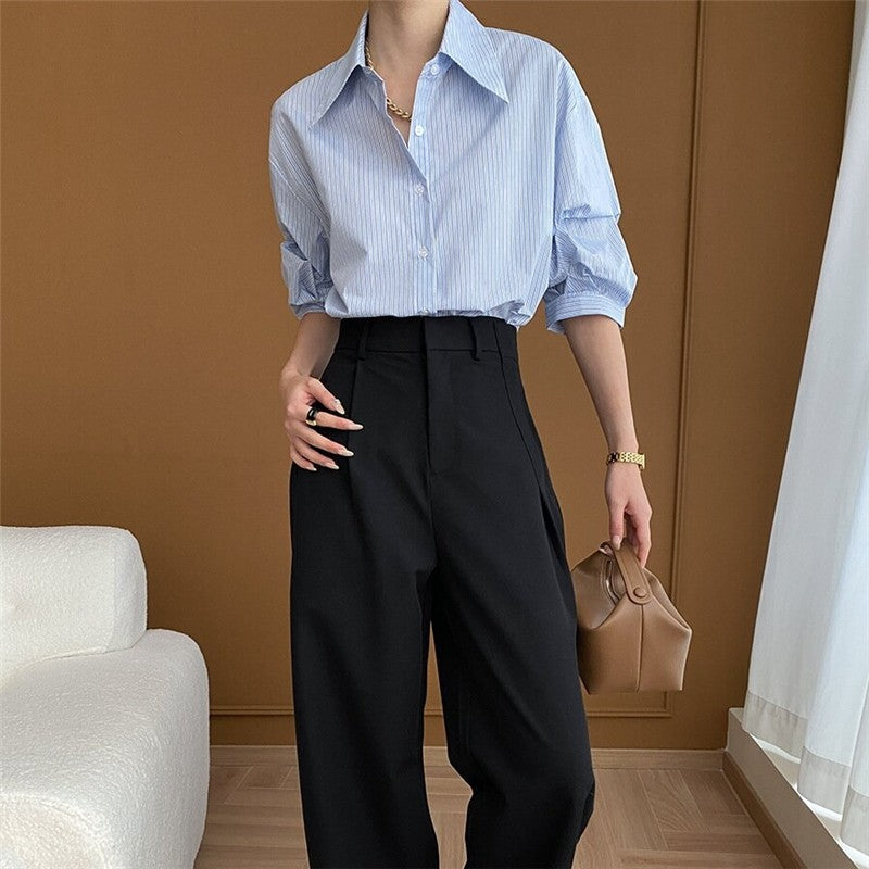 Convertible Striped Button-Down Shirt