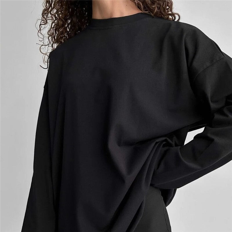Relaxed Fit Solid Long Sleeve Tee