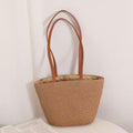 Grass Striped Woven Tote with Ample Storage