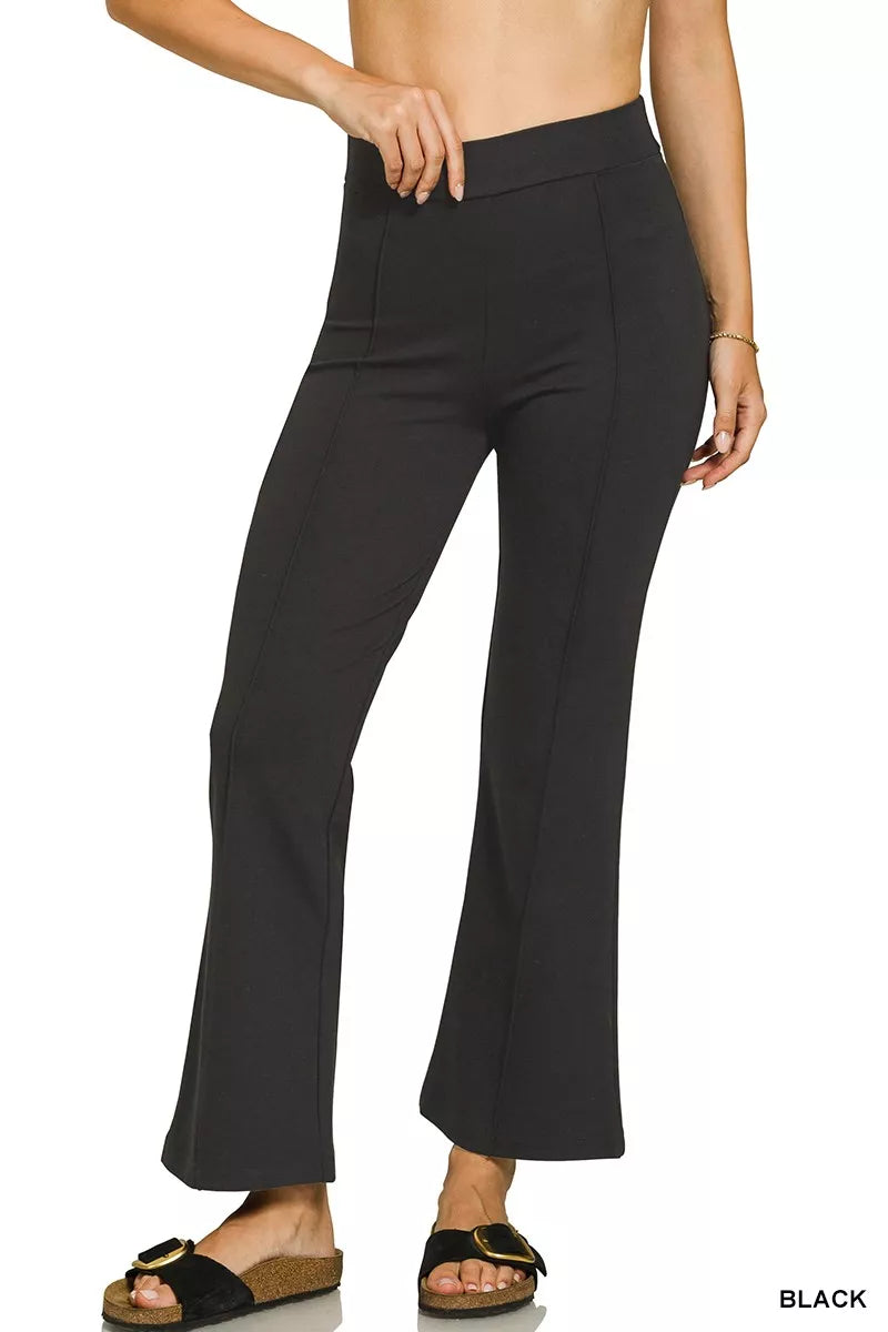 Heavy Ponte Elastic Waistband Pintuck Pants