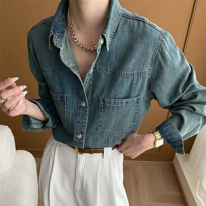 Vintage Denim Shirt - Casual and Versatile Classic