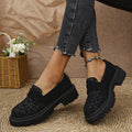 Women's Platform Loafers – British-Inspired PU Leather Slip-On Shoes with Chunky Sole