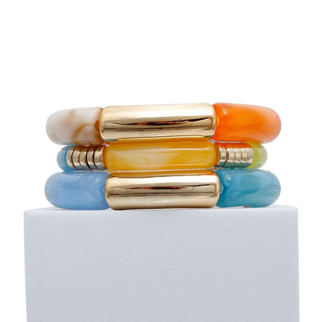 Stretch Bangle Set Multi Color Tube Stylish Statement Jewelry