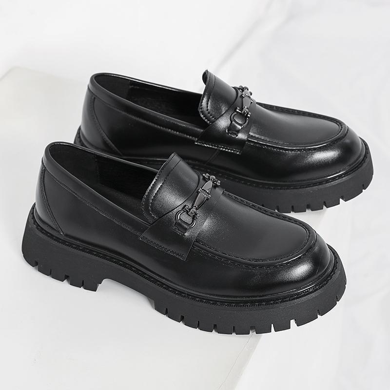 Men's Chunky Sole British Business Loafers – Wide Toe Slip-On Dress Shoes