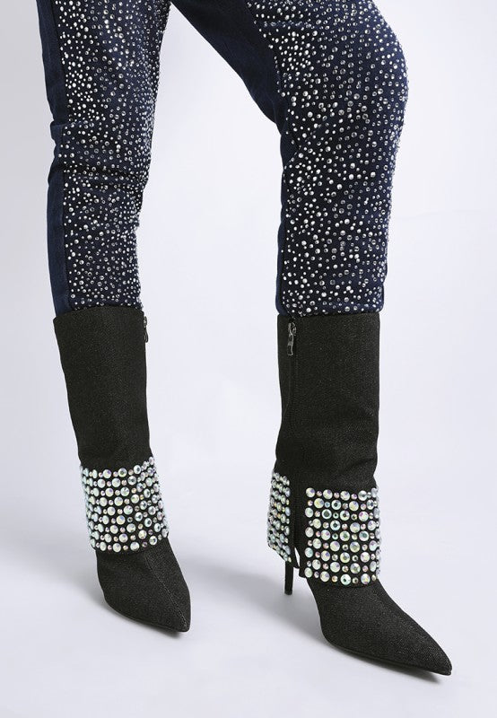 Basso Party Diamante Studded Stiletto Boots