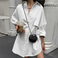 Striped Shirt Dress with Versatile Long Sleeves