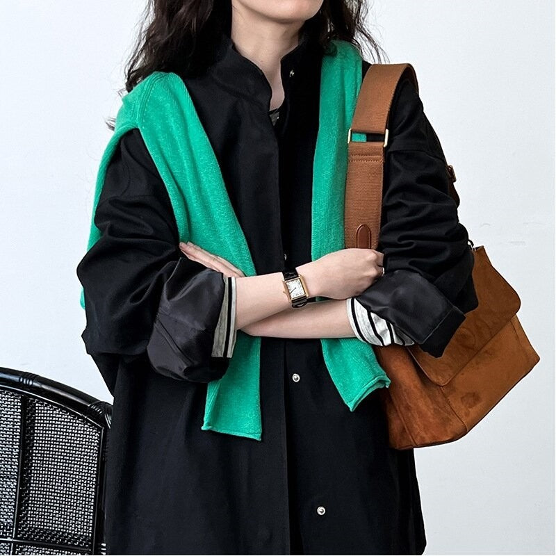 Casual Stand Collar Coat with Relaxed Fit