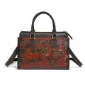 Women's Genuine Leather Shoulder Bag – Embossed Full-Grain Cowhide Handbag