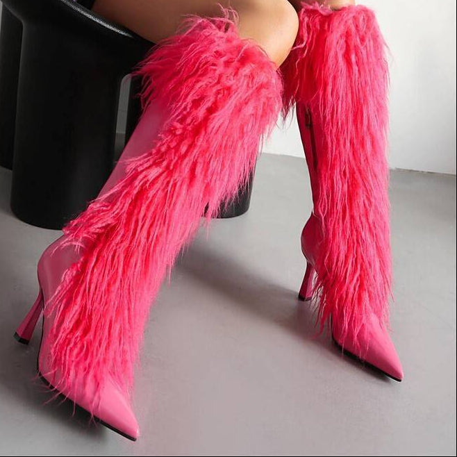 Women's Tassel Stiletto Boots – Suede High Heel Side Zipper Long Boots