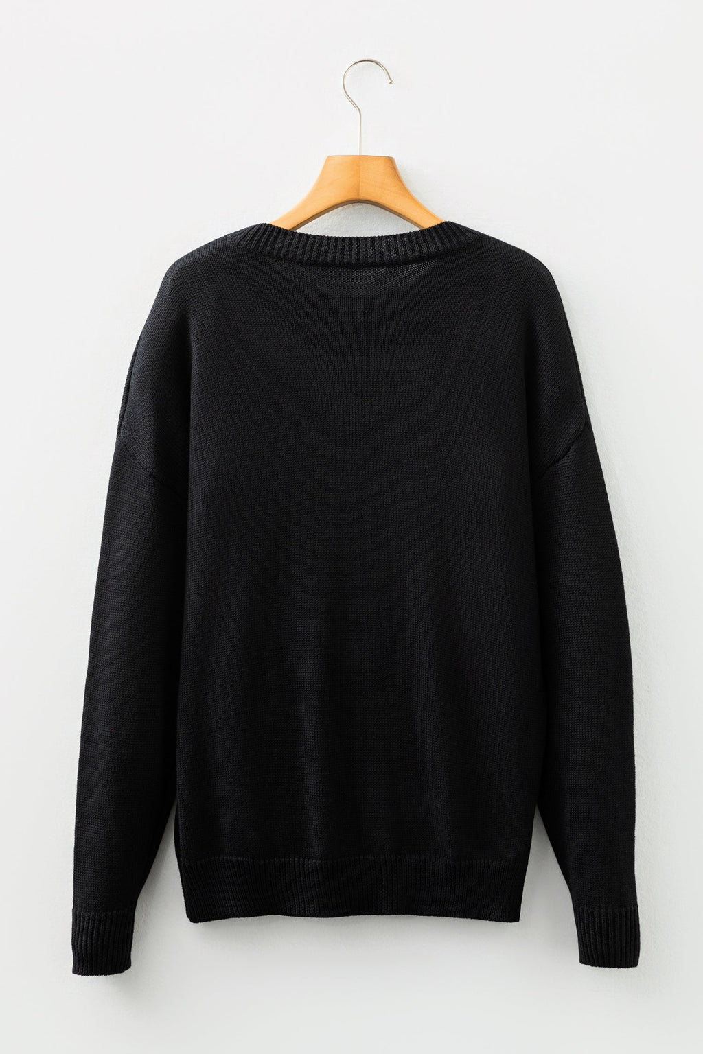 Black Merry Colorful Dot Detail Christmas Drop Shoulder Sweater