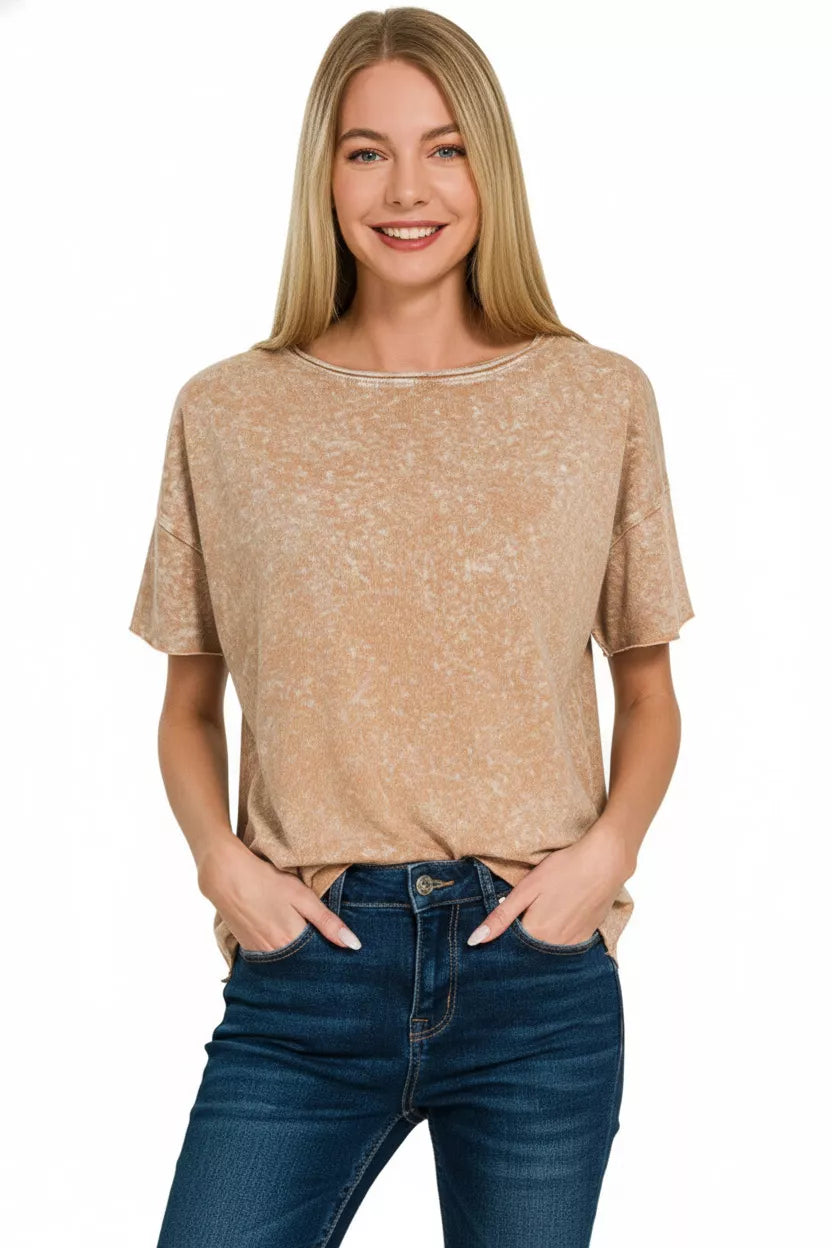 Halo Washed Cotton Short Sleeve Top