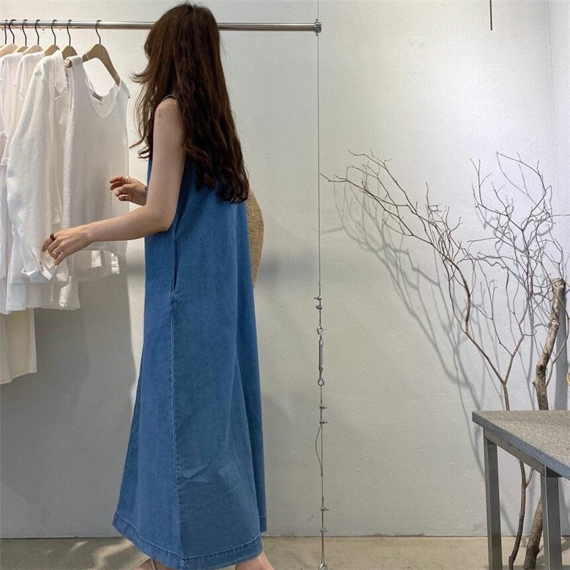 Minimalist Sleeveless Denim Dress