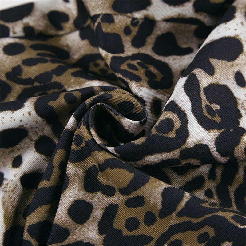 Leopard Print Cardigan and Shorts Lounge Set