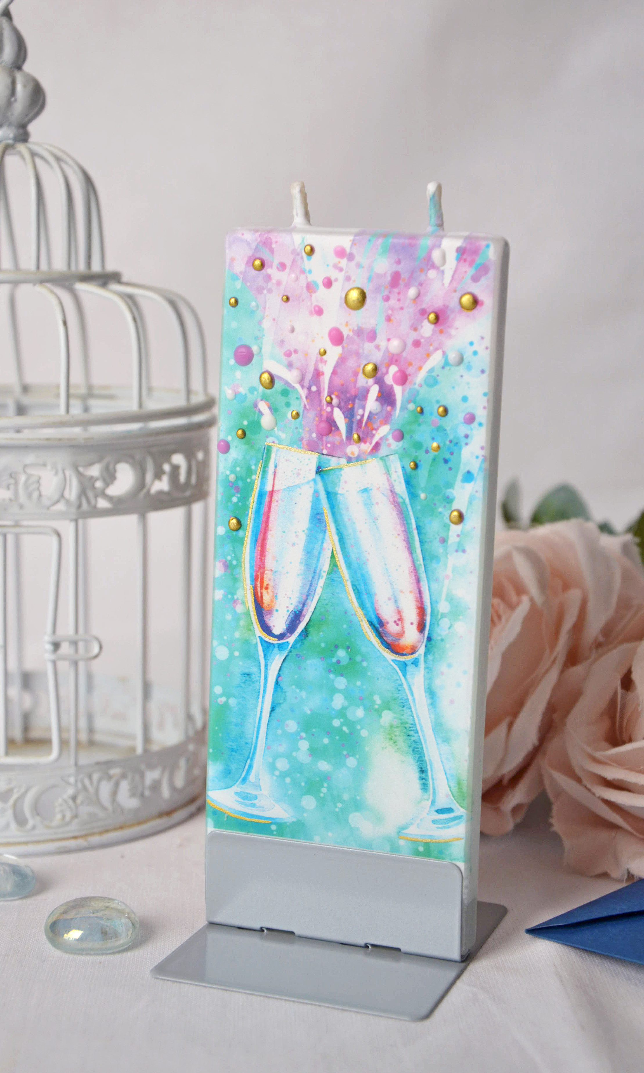 Flatyz Champagne Glasses Clinking Candle