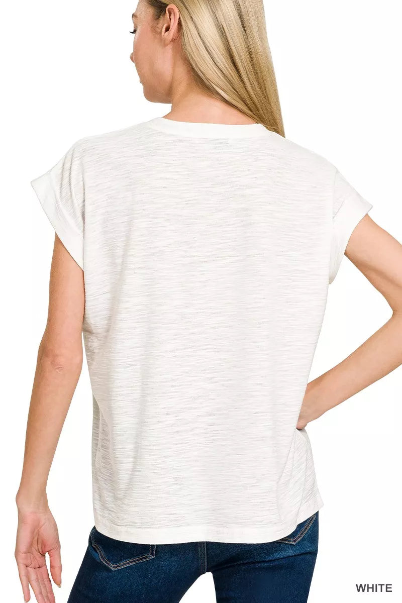 Slub Cuffed Sleeve Tee