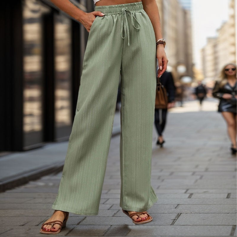 Solid Color High Waist Wide Leg Leisure Pants