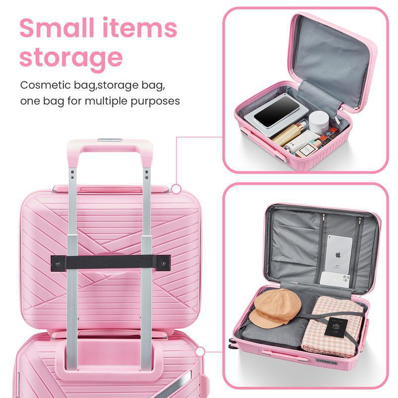 4-Piece PU Leather Luggage Set for Women – Travel Bag Set in Pink, Apricot & Orange