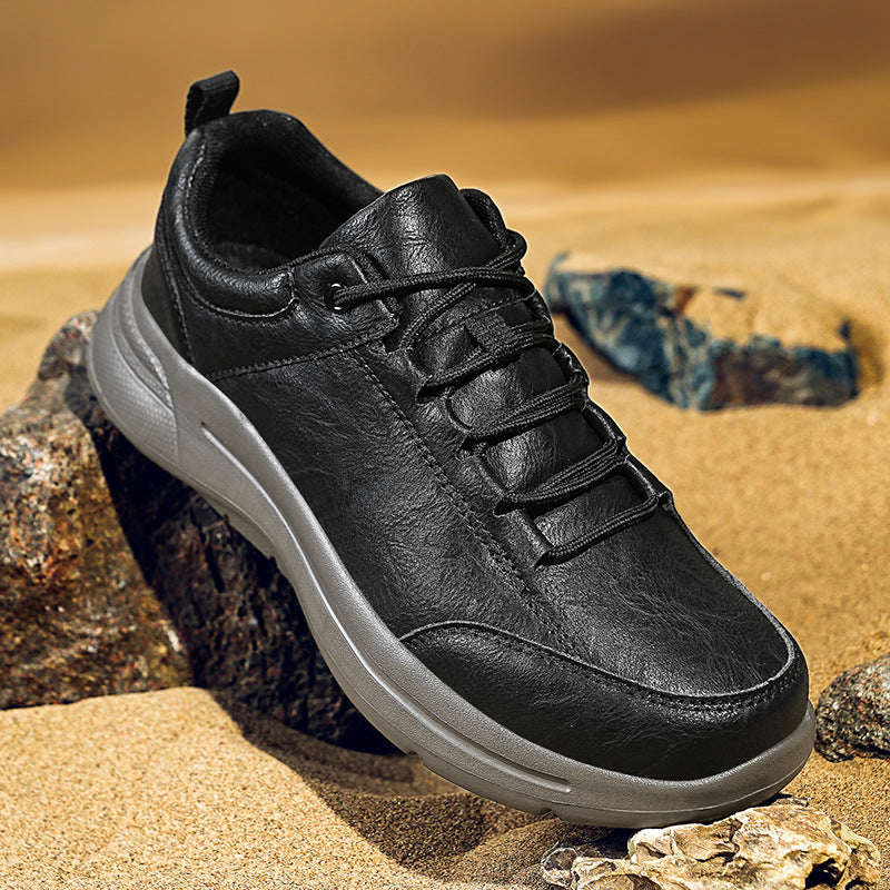 Men's British-Style Microfiber Leather Low-Top Sneakers | Round Toe Casual & Sports Shoes | EU 39–48