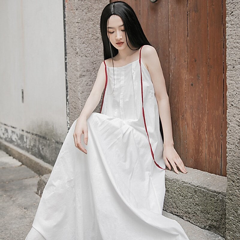 Flowy Solid Color Sling Dress