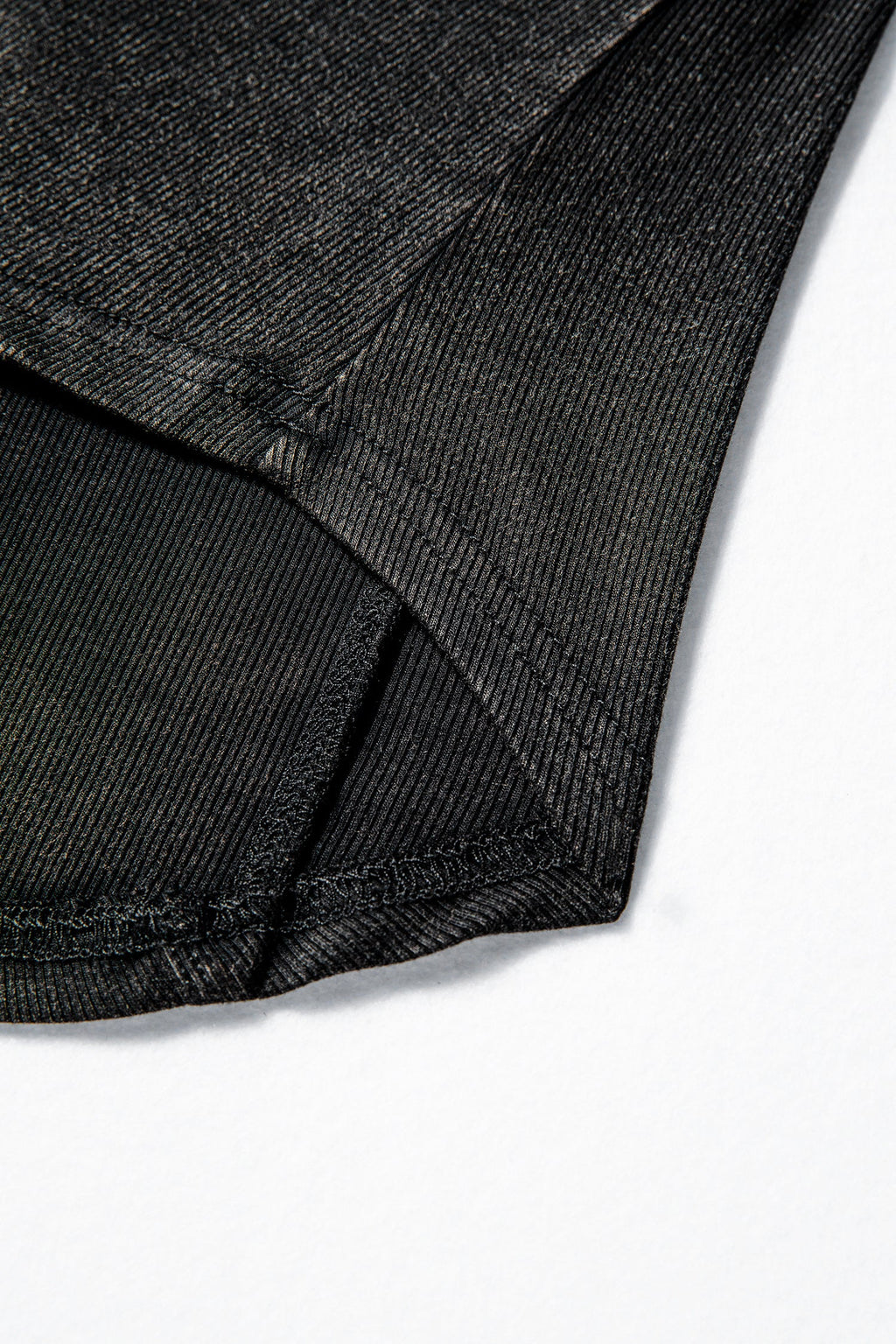 Black Exposed Seam Ribbed Long Sleeve Top