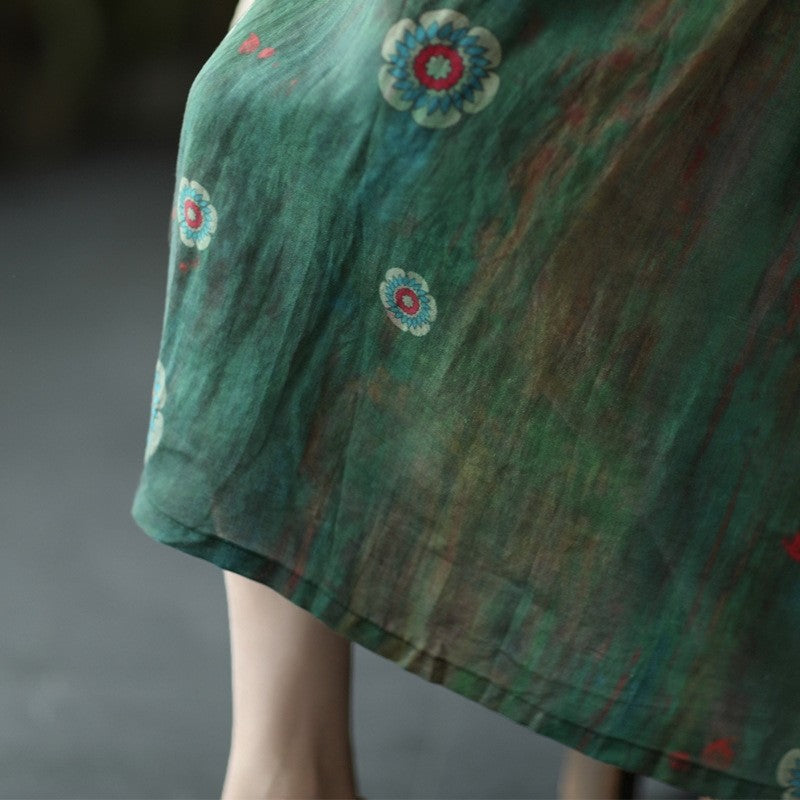 Flowy Floral Print Maxi Skirt with Elastic Waistband