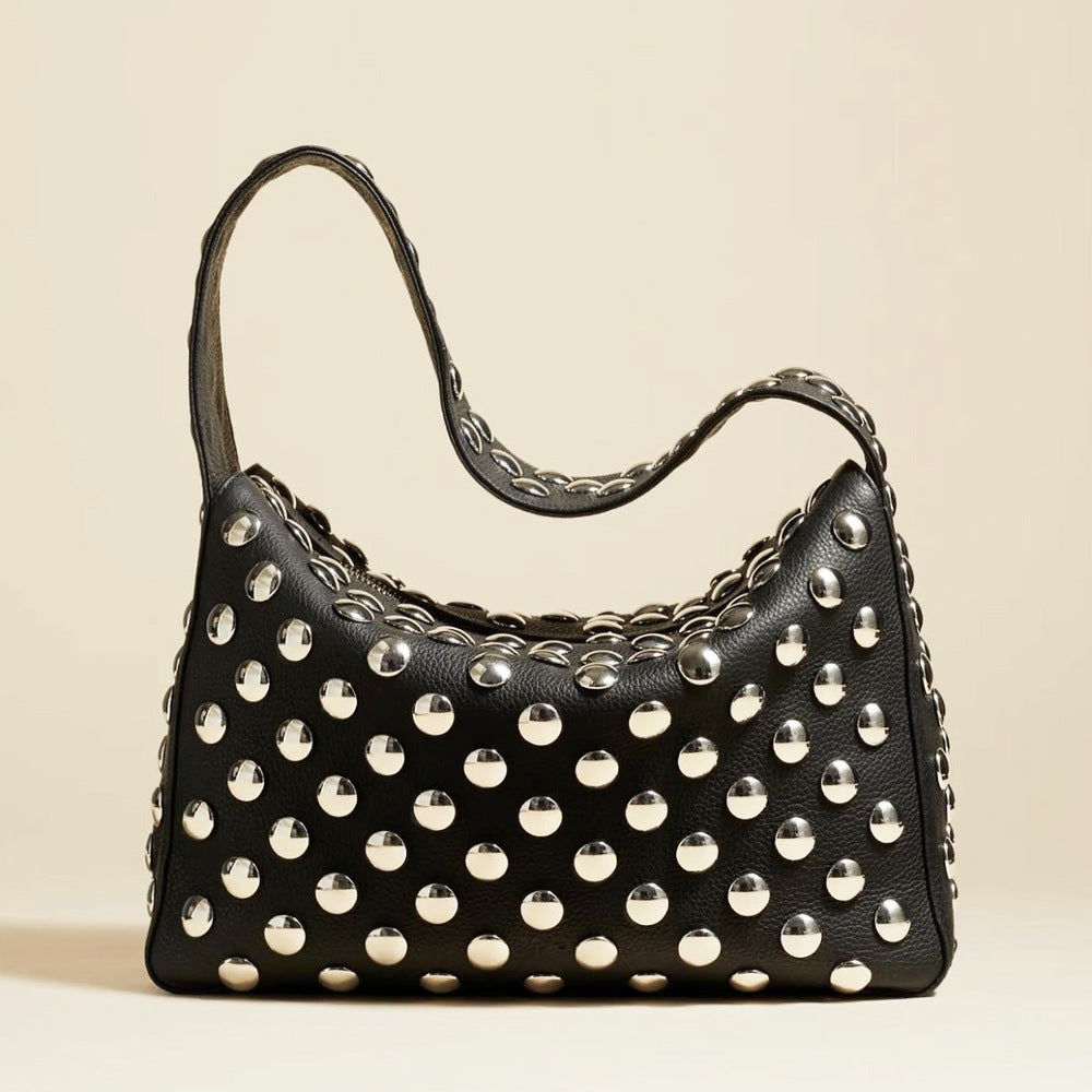 Edgy Rivet Underarm Shoulder Bag - Premium PU Leather Streetwear Handbag