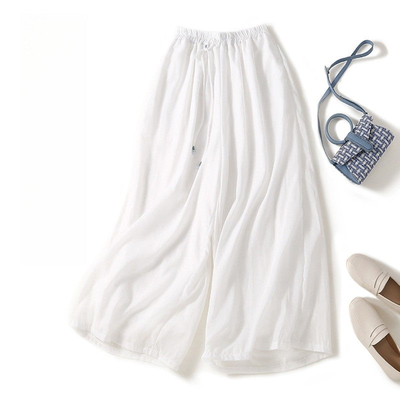 Loose-Fit High-Waisted Wide-Leg Cropped Trousers