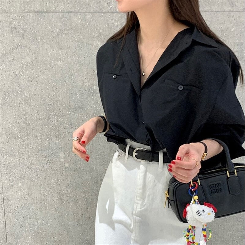 High-Waisted Back-Slit Midi Skirt in Solid Color