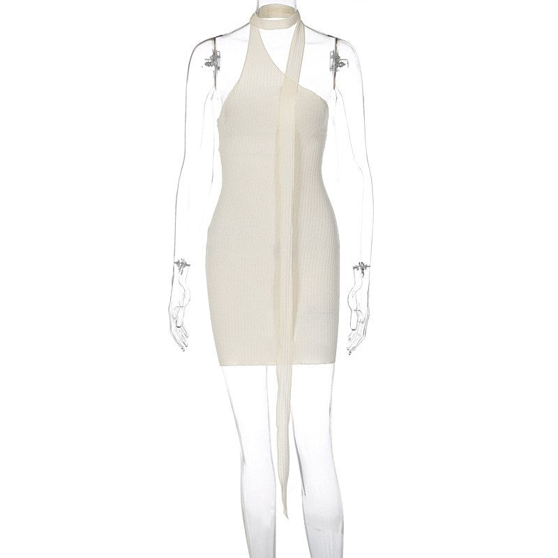 Halter Cutout Ribbon Detail Dress