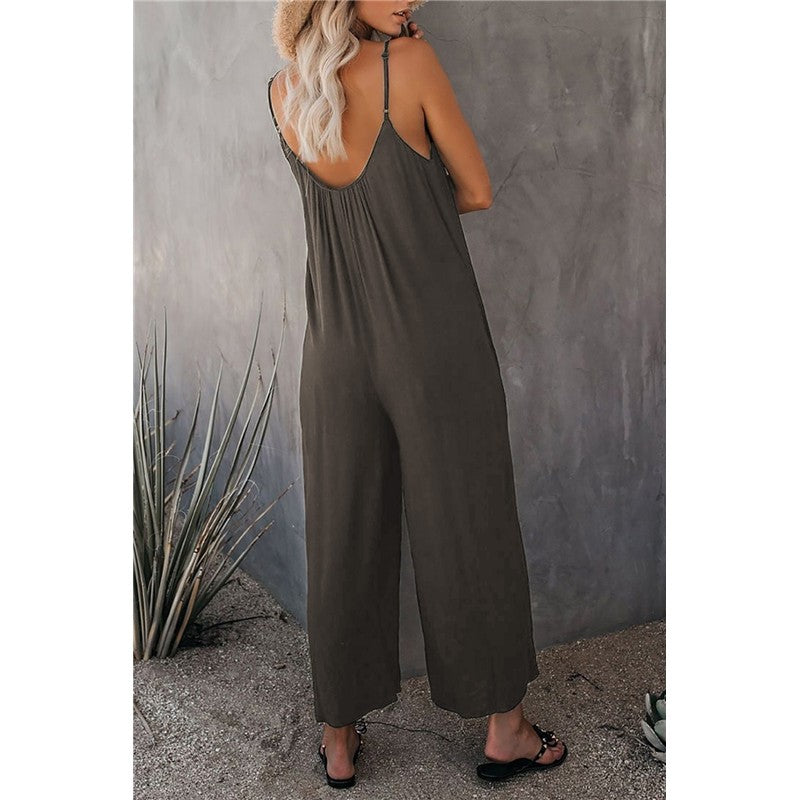 Spaghetti Strap Wide Leg Jumpsuit