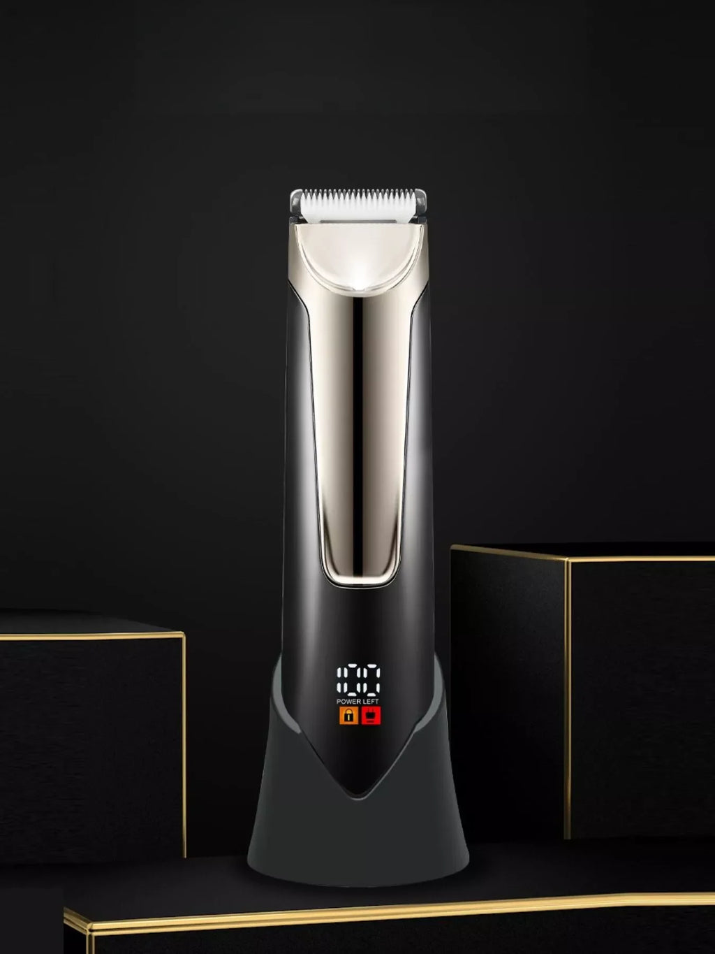 Men's Waterproof Electric Trimmer with LCD & Dock Charging