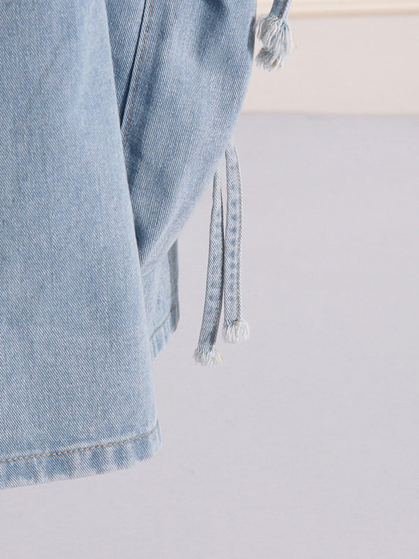High Waisted Loose Buckle Split-Back Split-Joint Streamer Zipper Skirts