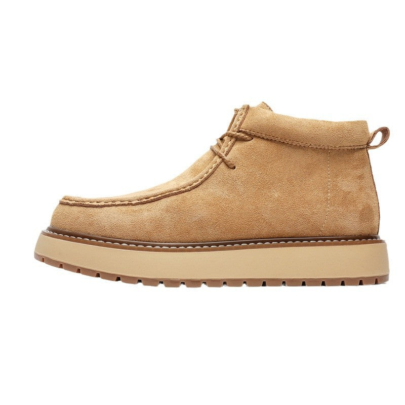 Men's Genuine Leather Suede Dr. Martens Style Boots – Slip-On Mid-Calf Vintage Boots