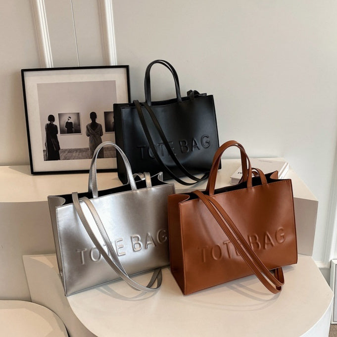 Retro Tote Bag for Women – Trendy PU Leather Commuter Handbag with Dual Straps