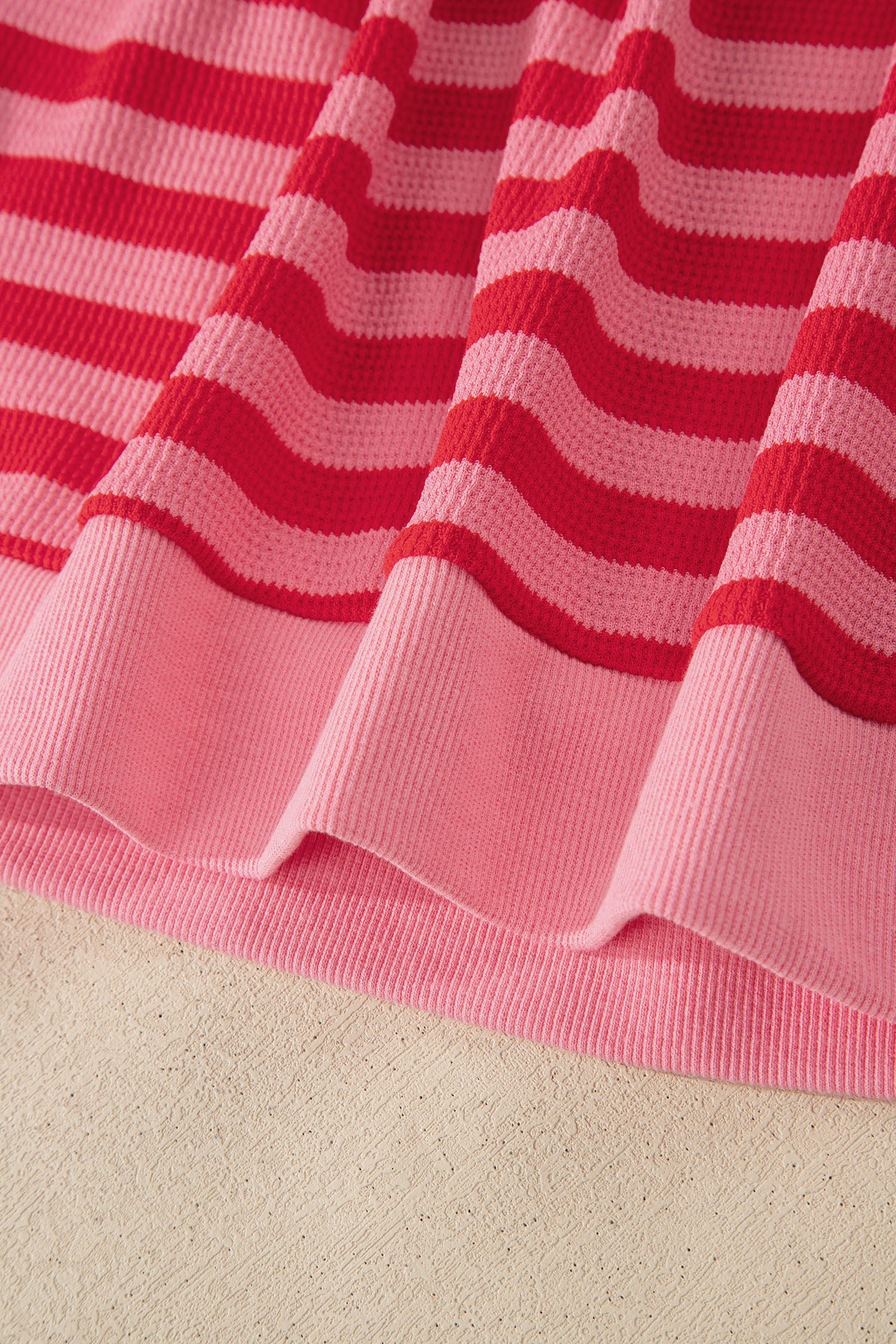 Red Stripe Puff Short Sleeve T Shirt Matching Shorts Set